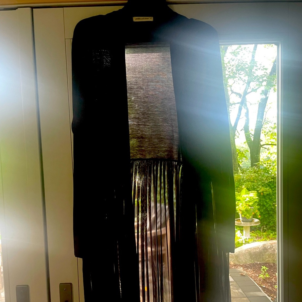 Black “cover up” with sheer bottom half w/side slits